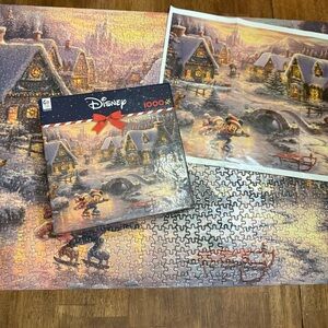 Disney Thomas Kincaid 1000 Piece Puzzle Complete Christmas Theme